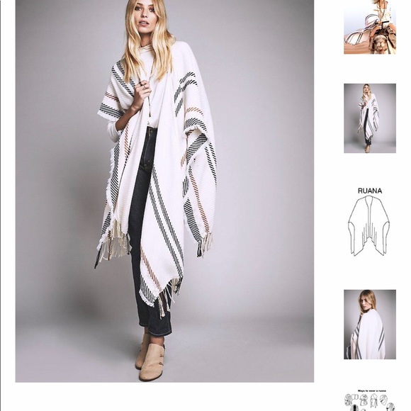 Free People Topanga Fringe Ruana poncho wrap NWOT - Picture 5 of 8